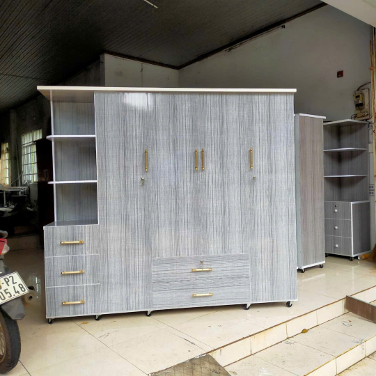 Tủ quần áo hiện đại giả gỗ (xám)